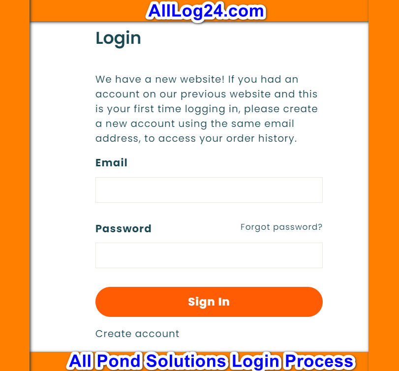 All Pond Solutions Login Process